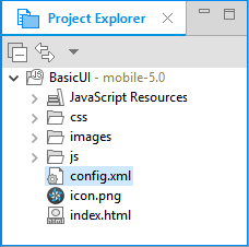 Application in the Project Explorer