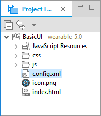 Application in the Project Explorer
