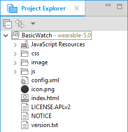 Application in the Project Explorer