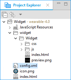 Application in the Project Explorer