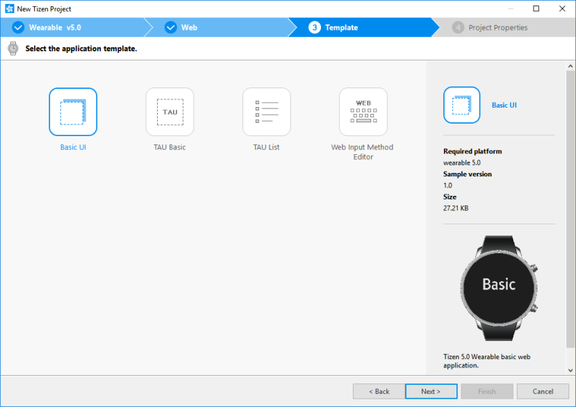 Selecting the template