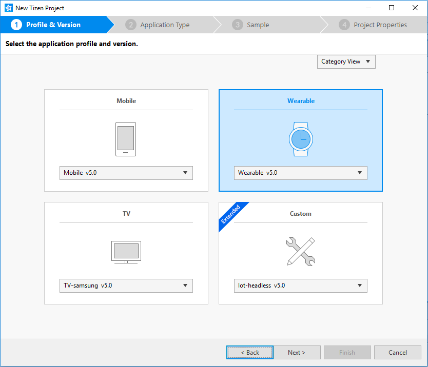 Selecting the profile and version